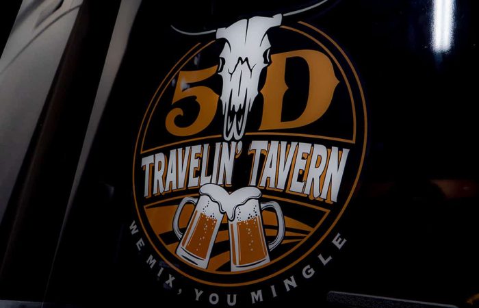 5D Travelin’ Tavern is a mobile alcohol catering food trailer bar that brings the party to you. True to their slogan “We Mix, You Mingle” 5D Travelin’ Tavern food trailer bar offers draft beer, signature cocktails, and frozen mixed drinks for any event with that 5D country flair.