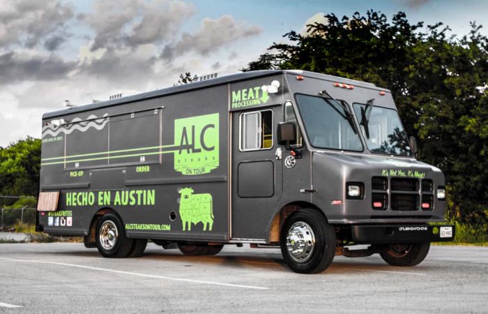 ALC Steaks On Tour Food Truck #2 is a custom-built food truck, perfect for any special event or private function. Featuring mouth-watering steak sandwiches, beef dip, and other hearty dishes, their food truck will make sure your guests are well-fed and satisfied. An extension of Austin Land & Cattle Steakhouse bringing them more R.O.I. as the truck is well branded with PrintIt’s wrap job.