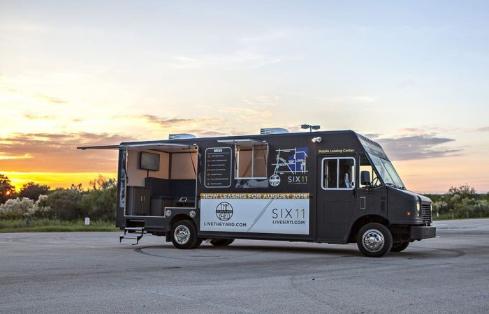 Cruising Kitchens was proud to work with Campus Apartments on their Six11 & The Yard Student Living Mobile Office Truck. This truck is perfect for leasing events and provides an interactive and inviting atmosphere for potential residents.