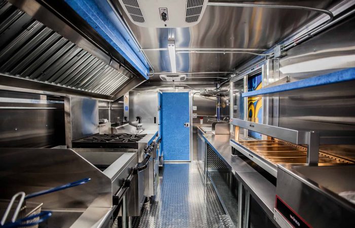 The Ooz Grilled Cheese Food Truck is perfect for events and catering with a massive 6 insert warming tray, state of the art gas stove burners, friers and a flat top griddle.