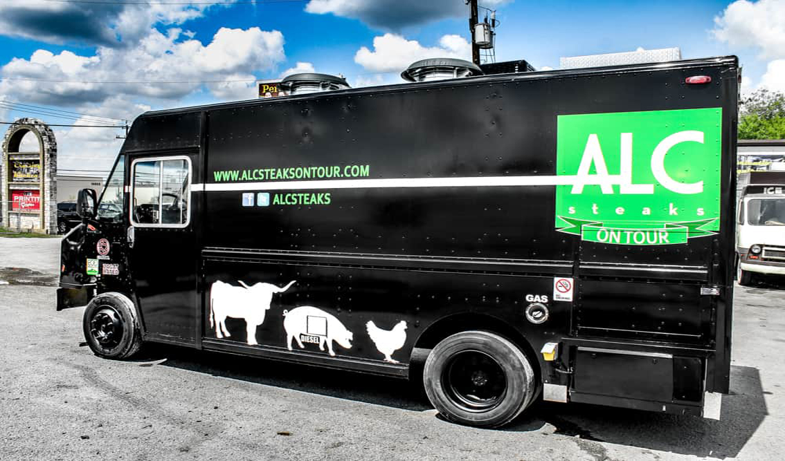 ALC Steaks On Tour Food Truck offers a custom-built full kitchen, designed and equipped to meet the needs of catering and event professionals. This food truck is equipped with a full range of commercial-grade kitchen appliances, including a flat top griddle, fryer, oven, refrigerator, top of the line air conditioning and more. Enjoy the convenience of a fully-functional kitchen on the go! Anyone with a food truck like this with a wrap as well branded is sure to get a return on investment (R.O.I)