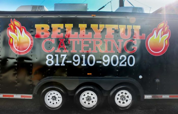 The Bellyful Catering Food Trailer is a huge custom built mobile kitchen with top of the line appliances, designed to go out in the oilfields and serve the workers with quality food. If you're looking for a mobile catering service to serve high volumes at any location, customize a version of this food trailer to fit your business' needs and get started building with Cruising Kitchens