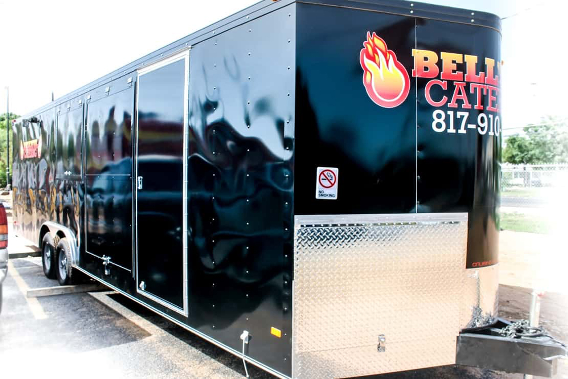 The Bellyful Catering Food Trailer is a custom built mobile kitchen with top of the line appliances, designed to go out in the oilfields and serve workers with large volumes of quality food. If you're looking for a mobile catering service to serve high volumes at any location, customize this trailer to fit your business' needs today!