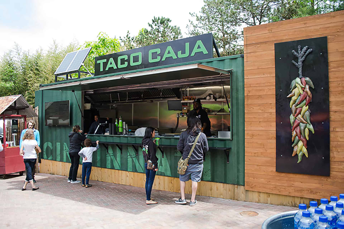 Cincinnati Zoo Taco Caja Shipping Container Kitchen Mobile Food Bank Food Trailer