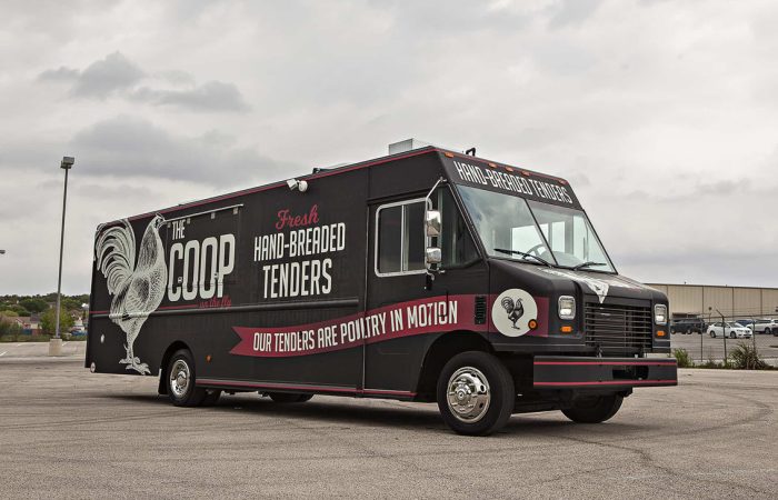 The Coop Food Truck is a custom food truck built for Zoo Atlanta by Cruising Kitchens. It was designed for high volume breaded chicken tenders with a sleek interior and efficient cook line.