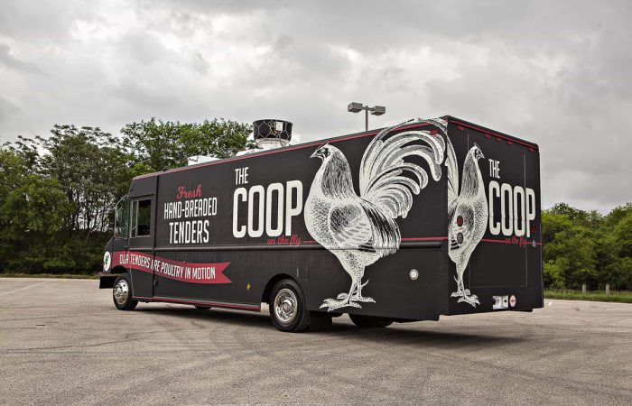 Cruising Kitchens designed and built The Coop Food Truck for Zoo Atlanta. This custom food truck is perfect for high volume breaded chicken tenders, with an efficient cook line and top of the line ventilation system.