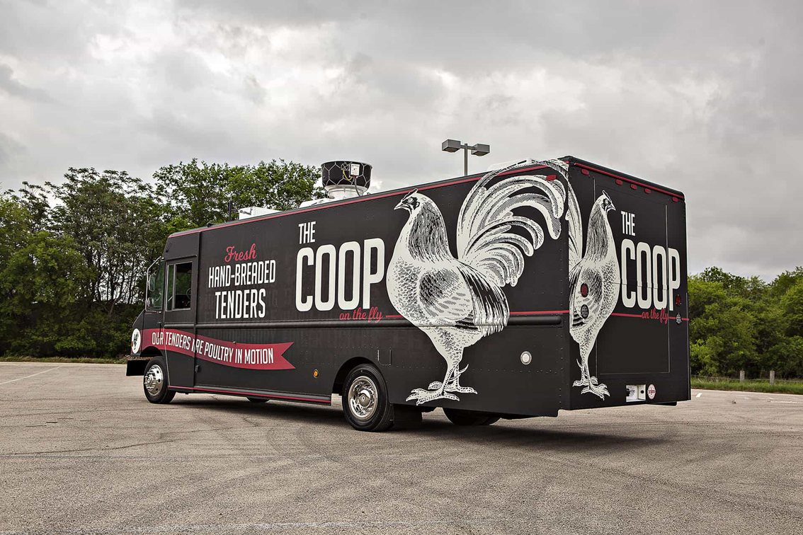 Cruising Kitchens designed and built The Coop Food Truck for Zoo Atlanta. This custom food truck is perfect for high volume breaded chicken tenders, with an efficient cook line and top of the line ventilation system.