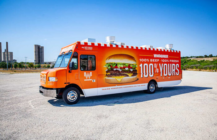 What A Burger Food Truck WhatABurger Whataburger Burger Food Truck Food Trailer Mobile Kitchen Big Brand Local San Antonio Texas Corpus Christi What A Burger