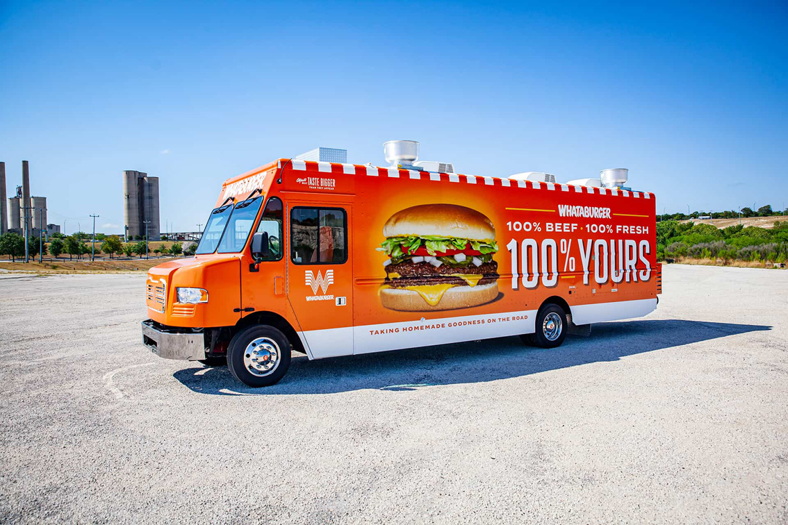 What A Burger Food Truck WhatABurger Whataburger Burger Food Truck Food Trailer Mobile Kitchen Big Brand Local San Antonio Texas Corpus Christi What A Burger