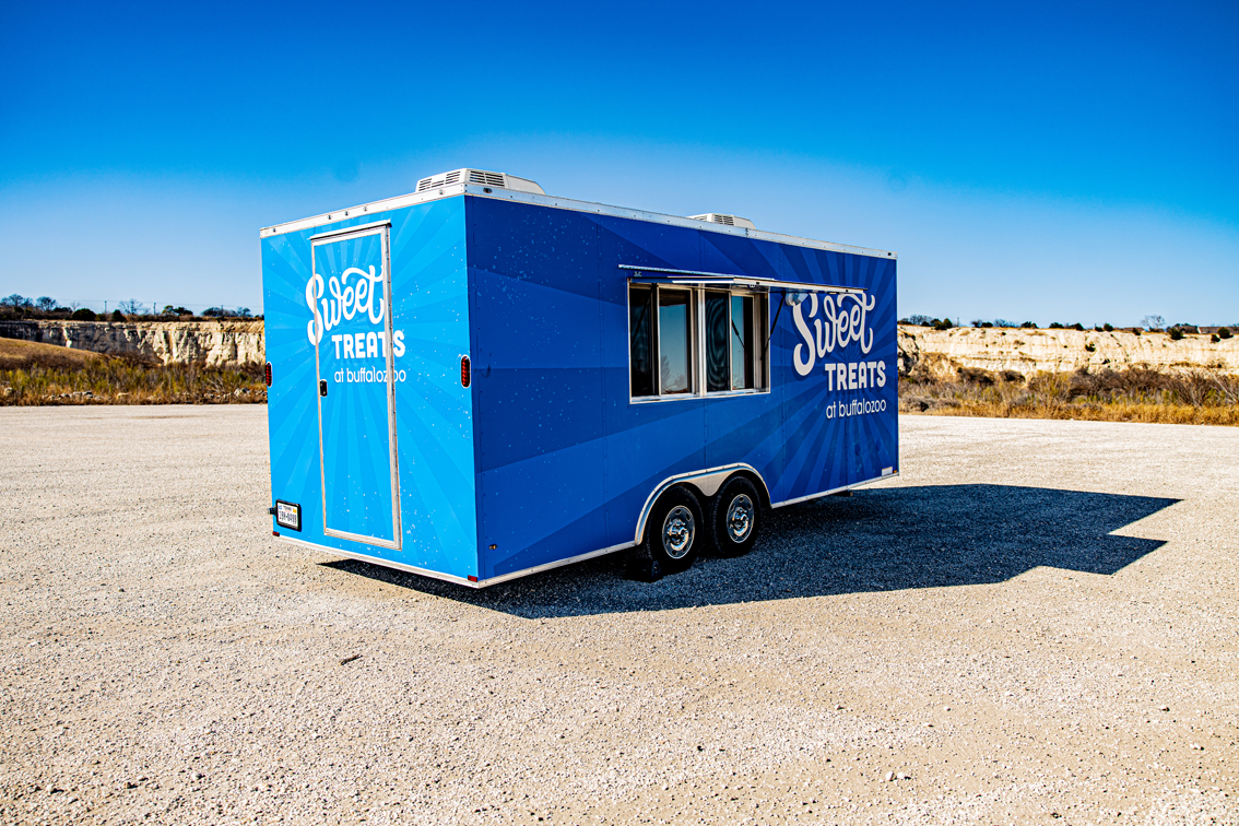 The Buffalo Zoo Sweet Treats Food Trailer is perfect for anyone looking to start their own mobile business. This sleek, simple setup can be customized to your specifications, and comes with everything you need to get started serving quality sweet treats out of your own food trailer.